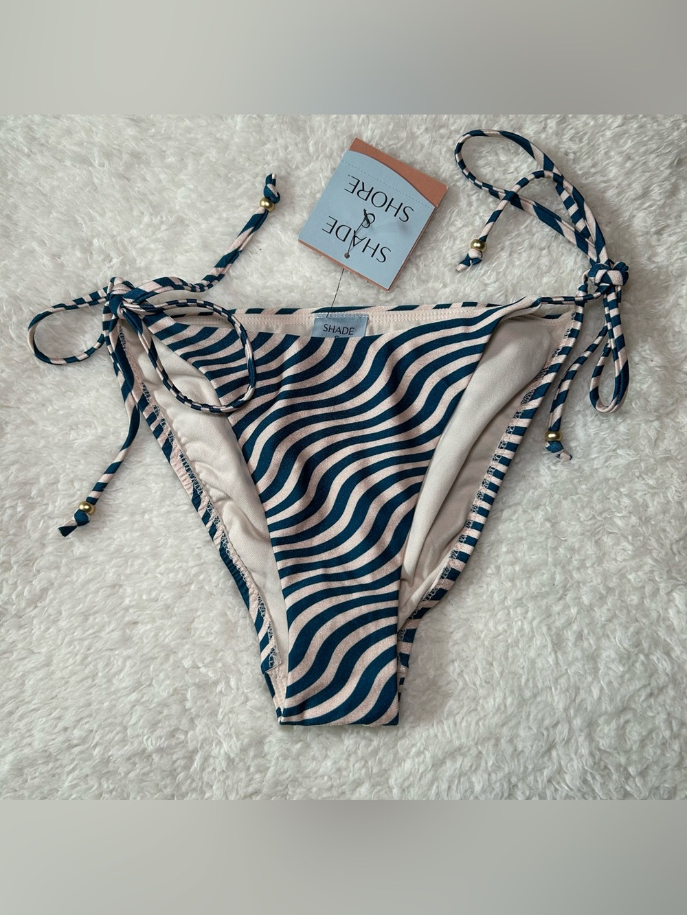 Shade & Shore Women’s Low Rise Cheeky Tie Side Bikini Bottoms Small NEW